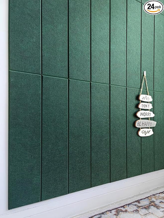 Shiplap Felt Wall Panels for Interior Wall Decor, Accent Wall Paneling for Bedroom Living Room & Office, Peel and Stick, Sound Absorbing – 24 Pack Felt Tiles with Adhesive – Aurora Green by DesignerManufacturerofInnovativeBulletinBoardSolutionsforHomeOffice