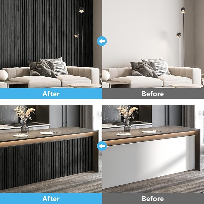 Art3d Wood Slat Wall Panels, Fluted MDF, 6-Pack, 94.6 x 7.4 in, Matte Black | 3D Textured Panels for Accent Walls, Ideal for Living rooms, Bedrooms, Offices, Entryways and Studios - Image 3