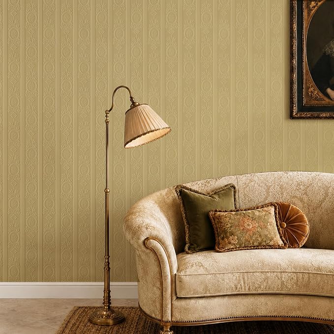 JiffDiff Khaki 3D Embossed Textured Peel Stick Wallpaper 17.3"x120" | Removable Renter Friendly Contact Paper, Waterproof Self Adhesive Wallpaper for Bedroom, Bathroom, Decor - Image 5