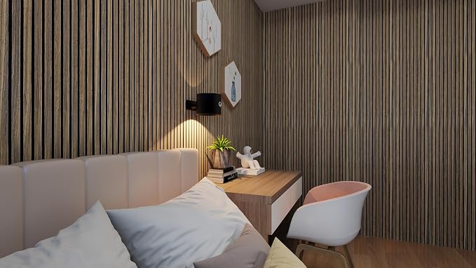 Wall Panels for Interior Wall Decor | Self Adhesive Sound Absorbing Planks | Acoustic Wood Slat Wall Panels (Classic Walnut) - Image 8
