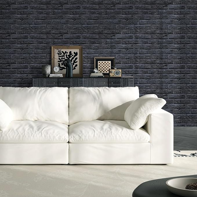 Commomy Peel and Stick Faux Brick 3D Wall Panels 12 pcs of 22.8" x 11.8" | Thin & UrltraLight PVC Fake Brick Wall Paneling for Living Room,Home Office Interior Home Wall Decor(Covers 22.48 sq.ft) - Image 7