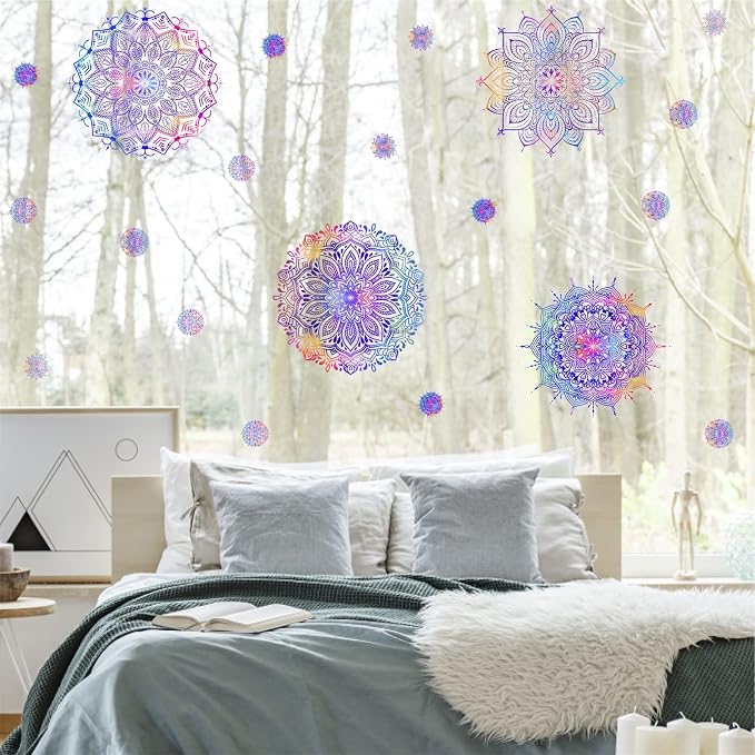Purple Mandala Wall Stickers Mandala Decal for Window Modern Wall Art Mural | Headboard vinyl decoration, lotus peel and stick, removable, self adhesive, for bedroom living room yoga room home gym decor - Image 7
