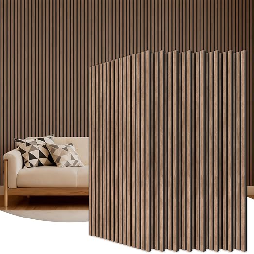 TONOR Wood Wall Panels for Interior Wall Decor-8 Pack 47.2" x 23.6" | Wood Slat Acoustic Panels-61.88ft², Soundproof Wall Panels for Noise Cancelling and Decoration, Living Room, Office, Walnut by TONOR