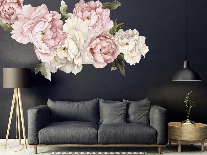 Floral Peonies Wall Decal, Peony Bouquet Flowers Removable Peel and Stick Wall Sticker - Image 5