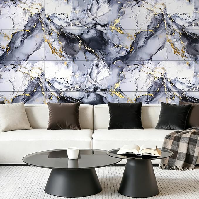 Peel and Stick Wall Panels, 11.8" x 11.8", 30-Pack | Self-Adhesive, Waterproof, Marble Wallpaper, For Kitchen Backsplash, For Bathroom & Living Room - Image 3