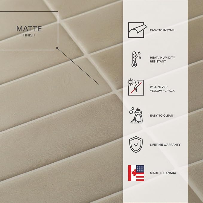 Smart Tiles Peel and Stick backsplash, Stacked Taupe Beige, 11.43"x9" | Pack of 5 (3.5 sq ft), Matte, Heat/Moisture Resistant, Low VOC, Kitchen/Bathroom, Renter Friendly, Made in Canada - Image 6