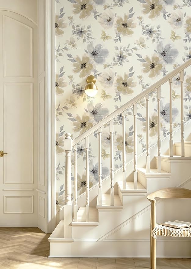 Floral Peel and Stick Wallpaper Vintage Wall Paper Neutral 17.3"×394" | Flower Contact Paper Beige Boho Wallpaper Slef Adhesive Removable Wall Paper Vinyl Waterproof for Living Room Bathroom - Image 8