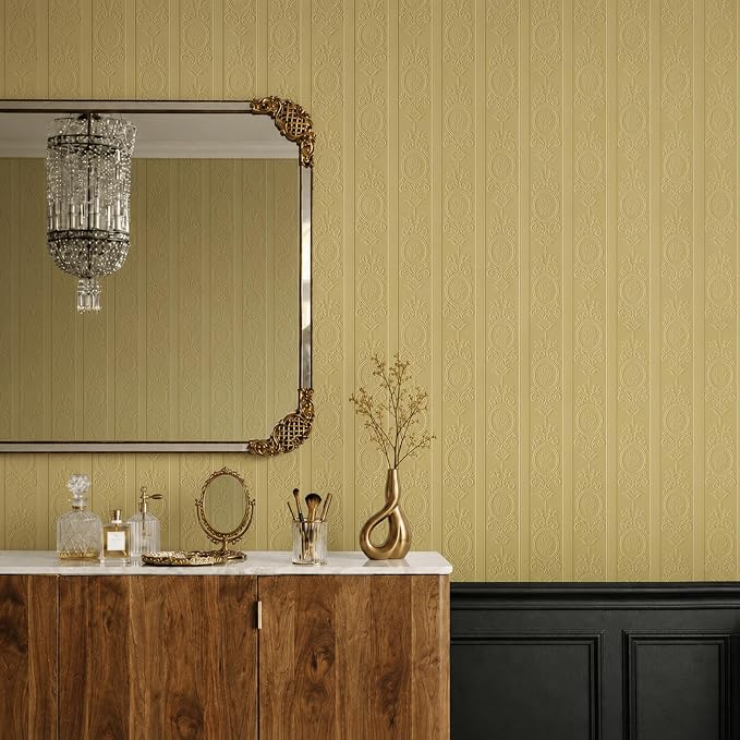 JiffDiff Khaki 3D Embossed Textured Peel Stick Wallpaper 17.3"x400" | Removable Renter Friendly Contact Paper, Waterproof Self Adhesive Wallpaper for Bedroom, Bathroom, Decor - Image 7