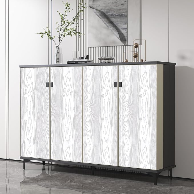 Yun-aeon White and Silver Wood Contact Paper 17.3"x200" Rustic Wooden Peel and Stick Wallpaper Removable Self-Adhesive Wallpaper Wood Grain Contact Paper for Countertops Cabinets - Image 7