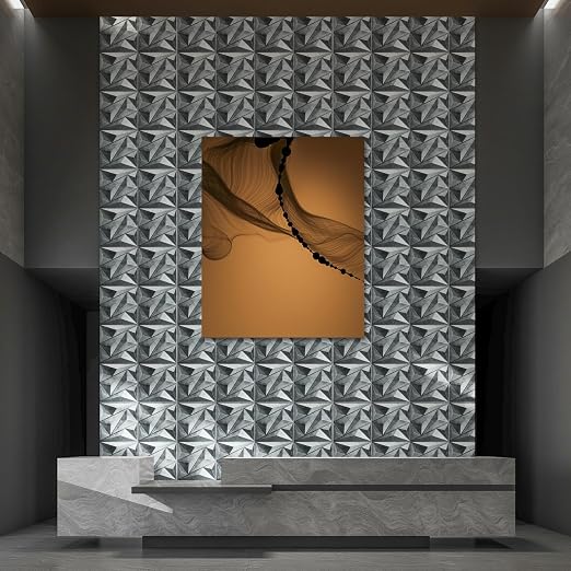 Art3dwallpanels 33 Pack 3D Wall Panel Diamond for Interior Wall Décor, PVC Textured Wall Panels, 12''x12'' Cover 32.Sq.Ft. Patina Bronze | PVC Accent Wall Panels for Interior Wall Decor, Living Room Lobby Bedroom Hotel Office - Image 7