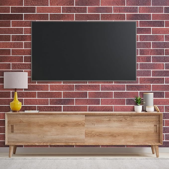 Faux Brick Wall Tiles, 3D Thin Brick Veneers Wall Panel, 2 Vintage Red - Image 2