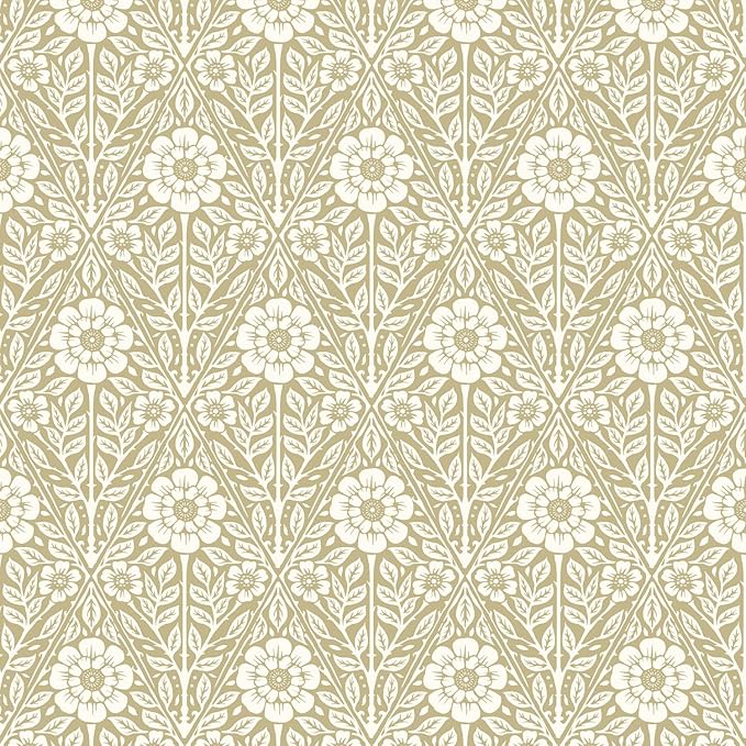 Floral Wallpaper Peel and Stick Vintage Boho Cream Damask Wallpaper Textured Removable Self Adhesive Vinyl Wall Paper for Bedroom Bathroom Cabinets 17.3" x 78.7" by LUKUUI