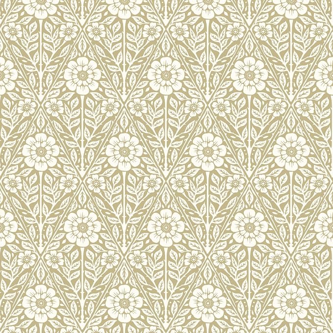 17.3" x 393.7" Floral Wallpaper Peel and Stick Vintage Boho Cream Damask Wallpaper Textured Removable Self Adhesive Vinyl Wall Paper for Bedroom Bathroom Cabinets by LUKUUI