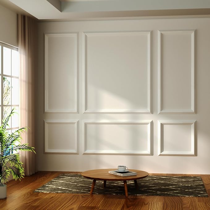 NeatiEase Peel and Stick Wall Molding Kit 6-Frame Pre-Made, Ready-to-Assemble Wall Moulding Panel Frame, Self-Adhesive Wainscoting Panels Wall Trim for Interior Walls Home Decor (60"x48",60"x24") by NeatiEase