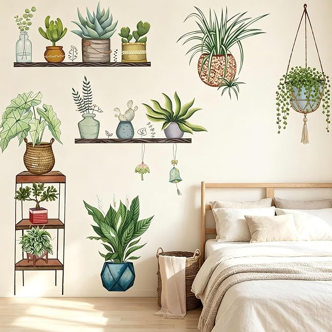 Arawat Plant Wall Decals Peel and Stick Stickers & Murals for Bedroom, Living Room, Bathroom, Kitchen - Boho Decorative Art Decor - Image 5