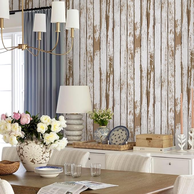 Commomy Faux Wood 3D Peel and Stick Wall Stickers,Thin Urltra PVC - 12 pcs | Printable Retro White Wood Look Wall Covering for Bedroom,Living Room,Home Office Interior Home Decor(Covers 22.48 sq.ft) ﻿ - Image 2