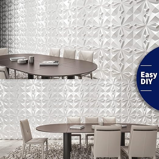 Art3dwallpanels 33 Pack 3D Wall Panels, White PVC | Modern Raised 3D Wall Tiles, Waterproof Fireproof, 33 Sheets Large Pack, Easy DIY Mount for Residential Commercial Wall - Image 4