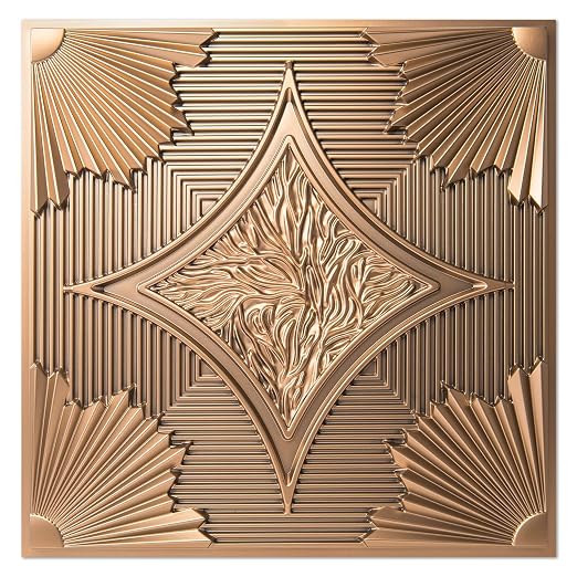 Art3d 12-Pack Waterproof 3D Drop Ceiling Tiles, 24 x 24 in, Bronze | PVC, Lightweight, No Sag and Breakage, Easy to Clean, Compatible with Grid System, Perfect for Basement, Kitchen by Art3d