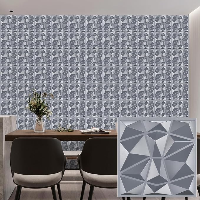 Heikki 30 Pack 3D Wall Panel for Interior Wall Décor, PVC Flower Textured Wall Panels for Living Room Bedroom Hotel Office, 11.8"x11.8", Double-Sided Tape (Gray-XLZ) by YourBestChoices
