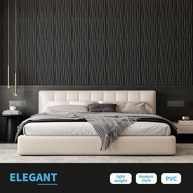 Art3d PVC Wavy Textured 3D Wall Panels, 15.7 x 11.8 Inch, 24-Pack, Black | PVC, Waterproof, Featherlight, Scratch Resistant, Perfect for Office, Living Room & Home Decor - Image 2