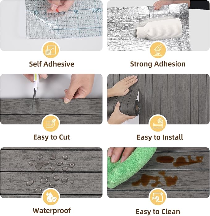 CRE8TIVE 24"x118" Dark Grey Faux Slat Wood Panels for Wall Peel and Stick | Wall Panels for Interior Wall Decor, Flexible Wooded Slat Wall Panel, Renter Friendly Wood Wallpaper for Living Room Ceiling - Image 9