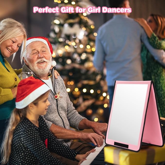 LPHUMEX Pink Portable Folding Dance Kit - 32x13 Full Length Mirror - Image 4