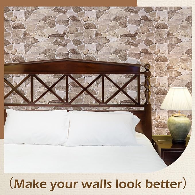 3D Faux Stone Wall Panels 12 Pack Covers 55.6 Sq ft, 38.6" x 18.9" | Peel and Stick, Lightweight PVC Wall Tiles for Interior Accent Walls Living Room TV Background Fireplace Surround(5.16m2) - Image 6