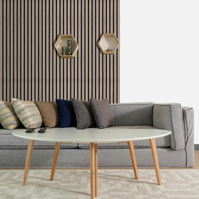 Peel and Stick Slat Wall Panels, 4" x 96" Self-Adhesive Light Walnut Faux Wood Accent Wall Panels, Removable 3D PVC Soundproof Wall Panels for Bedroom, Living Room, TV Background & Home Décor - Image 6
