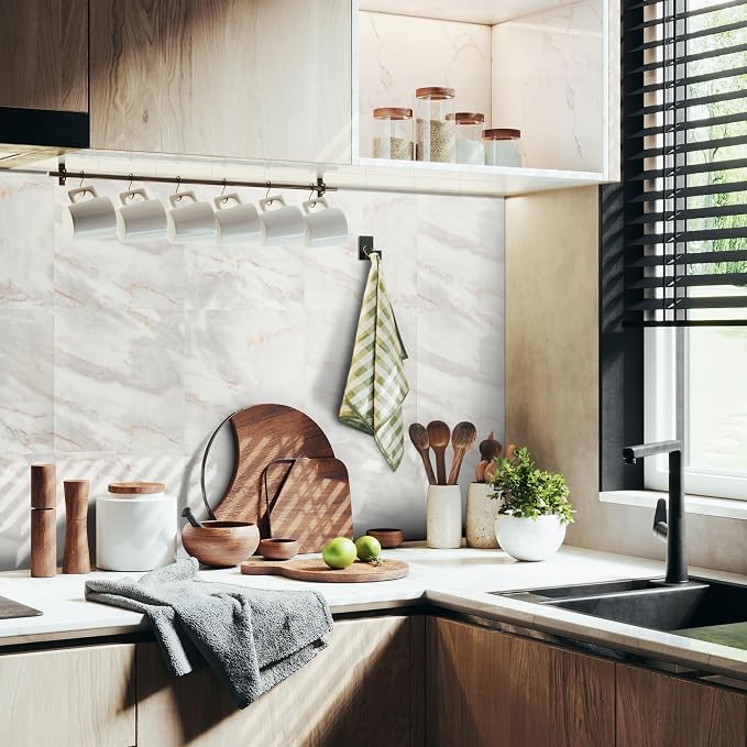 Vieshful 20pcs Peel and Stick Backsplash Tile，12"x12" Self Adhesive Marble Tile for Wall, PVC Waterproof Shower Wall Panels, Back Splash Stick on Tiles for Kitchen Bathroom Living Room - Image 3