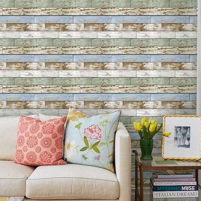 Commomy 3D Faux Wood Wall Stickers Peel and Stick 10 Pcs 11.8" x 11.8" | Ultralight Thin PVC Fake Wood Wallpaper for Kitchen Backsplash,Bathroom,Interior Wall Decor(9.7sq.ft) - Image 7