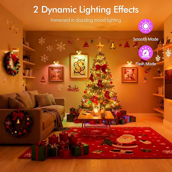 Picture Lights for Wall, Rechargeable Battery Wireless Poster Lights, Gold | LED Magnetic Painting Light with Remote Dimmable, Timer＆13 RGB Colors, Wall Decor Puck Light for Frame Art Display, 3 Pack - Image 4
