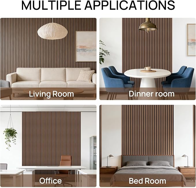 Peel and Stick Slat Wall Panels, 4" x 96" Self-Adhesive Walnut Faux Wood Accent Paneling, Removable 3D PVC Soundproof Wall Covering for Bedroom, Living Room, TV Background & Home Décor - Image 7