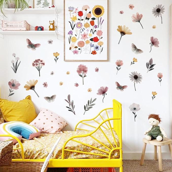Flower Wall Decals - Peel and Stick Large Floral Flowers Wall Stickers,Removable Flower Home Decor Art for Kids Living Room, Bedroom, Nursery Decor Wall Corner Decor - Image 4