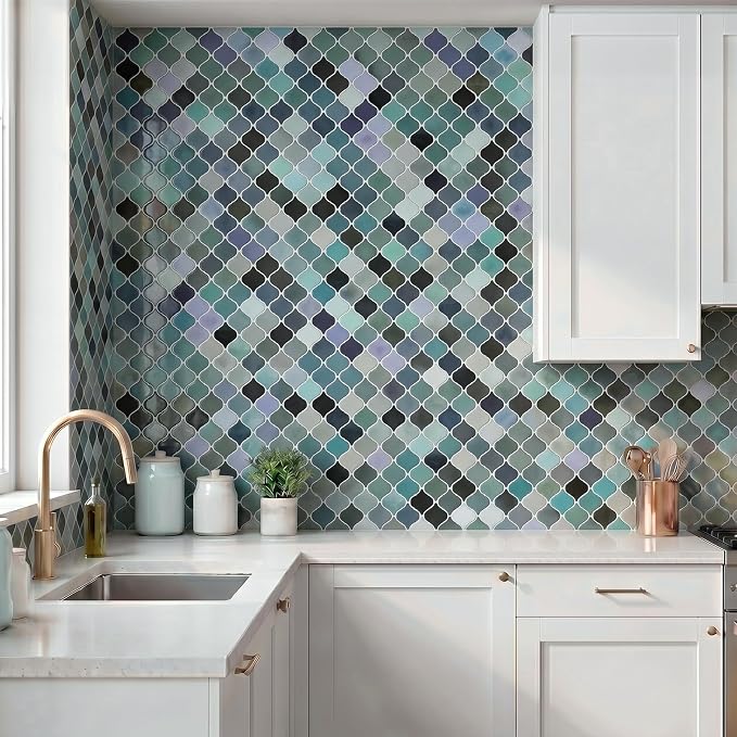Arttown Peel and Stick 3D Wall Backsplash 10-Sheet 12" × 12" Moroccan Teal | Subway Tile Self Adhesive Thicker Design Wall Tiles Panel Wallpaper for Kitchen Bathroom Balcony Rental Housing - Image 2