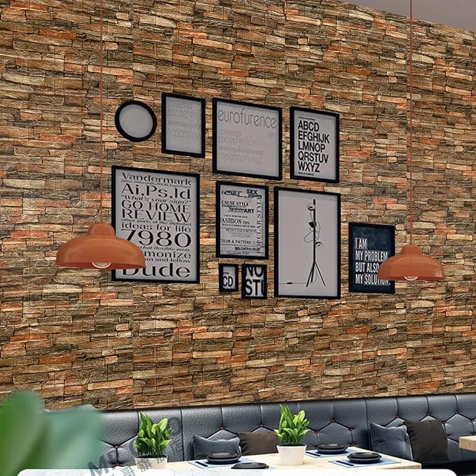 Yutianli 7mm Thick Anti-Collision self Adhesive 3D Wall Panels Peel and Stick,10-Pack 57 Sq.Ft Antique Faux Brick Wall Panels Foam Faux Stone Wallpapers for Bedroom (10, Style A) - Image 4