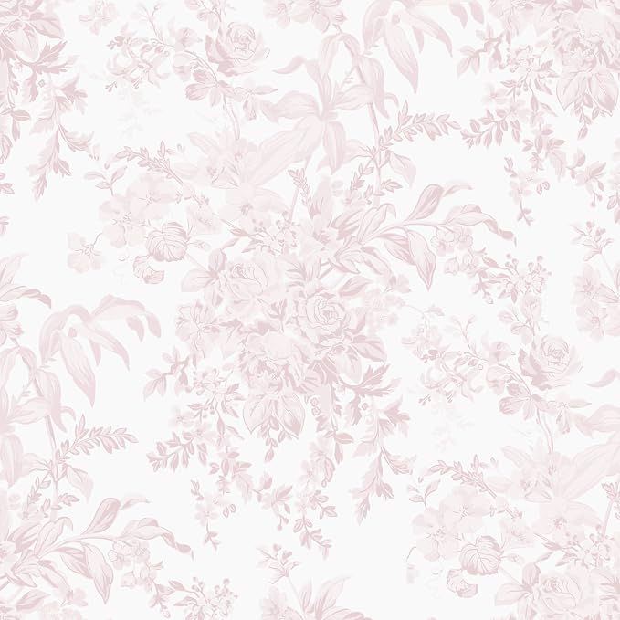 Heroad Pink Peel and Stick Wallpaper Vintage Floral Contact Paper Boho Flower Removable Wall Paper Self Adhesive Stick On Wallpaper for Girls Bedroom Bathroom Renter Friendly Vinyl Roll 17.3''X196'' by HeroadBrand