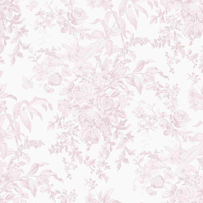 Heroad 17.3''X393'' Pink Peel and Stick Wallpaper Vintage Floral Contact Paper Boho Flower Removable Wall Paper Self Adhesive Stick On Wallpaper for Girls Bedroom Bathroom Renter Friendly Vinyl Roll by HeroadBrand