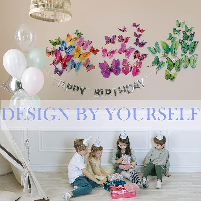 OPSEAM 3D Butterfly Wall Decor Butterfly Decorations Stickers with Magnets | 24 PCS Purple,12 Styles Double Layer Butterfly for Classroom Decoration,Locker Refrigerator, Reusable,Waterproof - Image 3