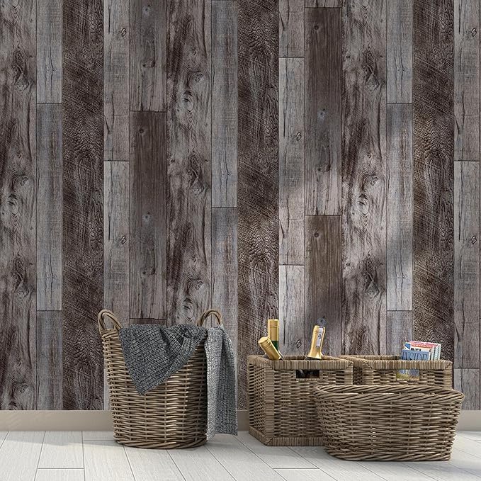 Yun-aeon Natural Wood-Gray Contact Paper Peel and Stick Wallpaper | 34.6"x 480"Self Adhesive Removable Vintage Faux Wood Wall Paper Plank Shelf Home Decoration Kitchen Counter Cover - Image 3