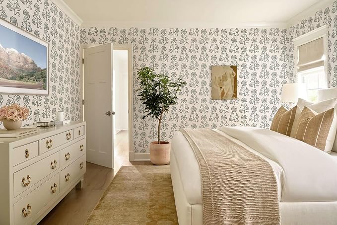 Dimoon Vintage Peel and Stick Wallpaper Beige Taupe Floral Contact Paper 17.3''x362'' Retro Cottage Wallpaper Boho Removable Renter Friendly Embossed Wall Paper for Bathroom Bedroom Decor Vinyl - Image 6