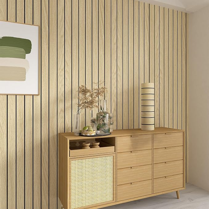 Naphite 3D Wood Slats Peel and Stick Wall Panels,PVC Thicken 118in 15.7in | Oak Natural Wood Grain,Flexible Wall Paneling for Accent Wall Bedroom Ceiling,Faux Wooden Self Adhesive,Acoustic Foam Panels - Image 3