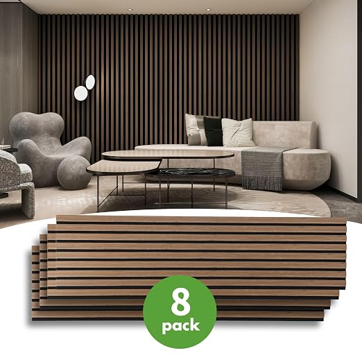 Art3d 8-Pack 12" x 93" Soundproof Wood Slat Panels, 62 sq.ft Acoustic Wall Panels, 3D Wall Panels with Wood Slat Design, Decorative Wood Wall Panel for Accent Walls-Deep Walnut - Image 2