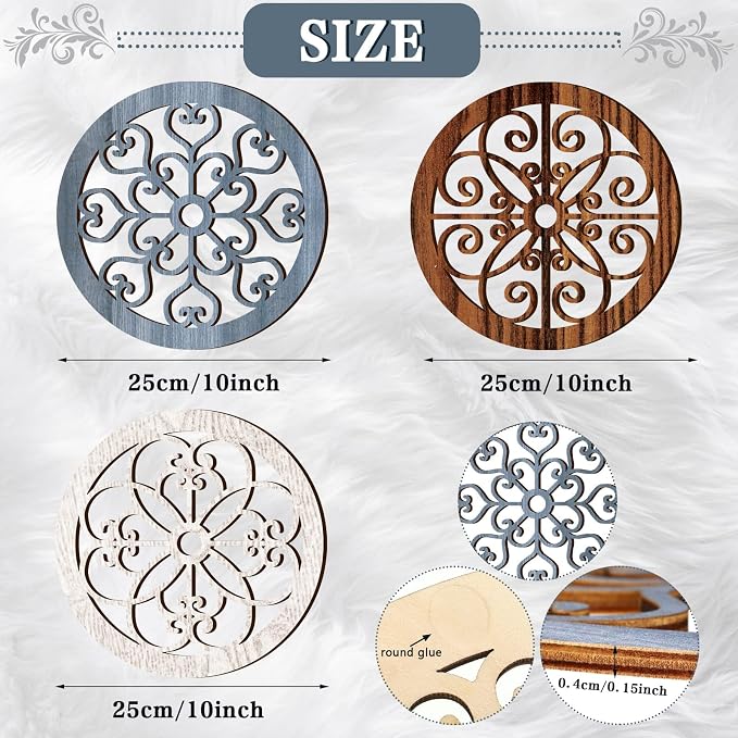 Blulu 3 Pieces Thicken Rustic Wall Decor Farmhouse Wall Art Decor Wood Hanging Decoration for Living Room Bedroom Home Indoor Outdoor Office(Vintage Style) - Image 3