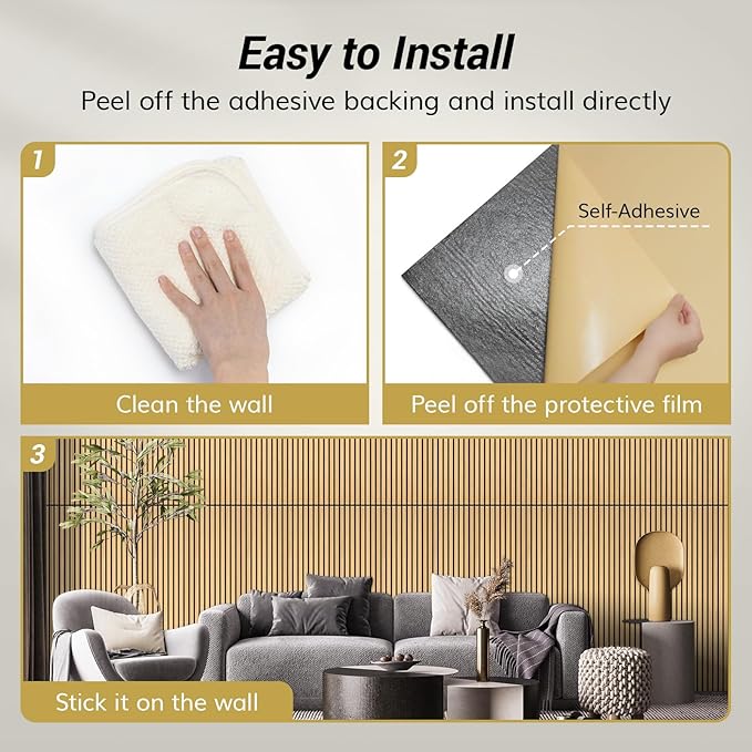 TONOR Large Acoustic Panels Self Adhesive-4 Pack 47.2" X 23.6" X 0.35" | Peel and Stick Acoustic Wall Panels, Decorative Soundproof Wall Panels for Sound Absorbing for Home Office Decor, Oak - Image 5