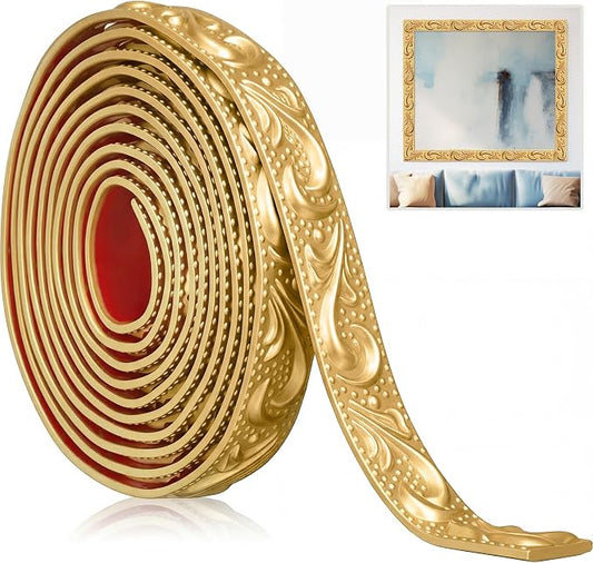 Champagne Gold Peel and Stick Crown Molding Trim, 13.1 ft X 1.2" by Sacubee