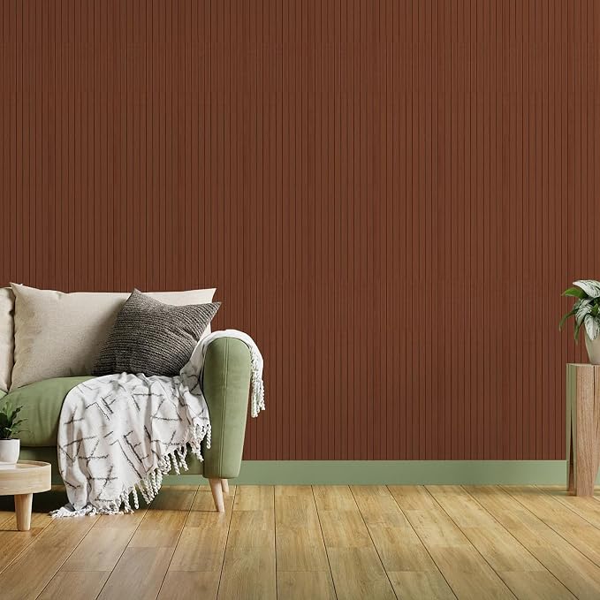 3D Wood Slat Wall Panels Peel and Stick Faux Wood Grain Thick Wallpaper 15.7"x236" Acoustic PET & IXPE Foam Paneling Self-Adhesive Decor for RV Living Room Bedroom Ceiling DIY Accent Wall Covering - Image 9