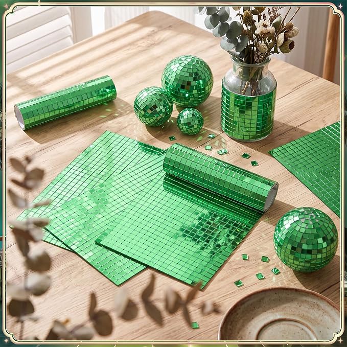 14400 Pieces Green Disco Mirror Tile Self-Adhesive Mirrors Mosaic Tile - Image 2
