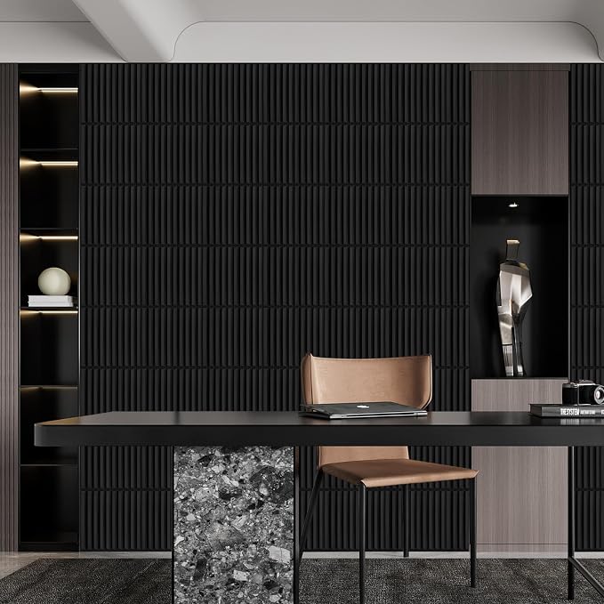Heikki 30 Pack 3D Wall Panel for Interior Wall Décor, PVC Flower Textured Wall Panels for Living Room Bedroom Hotel Office, 11.8"x11.8", Double-Sided Tape (Black-XHT) - Image 7