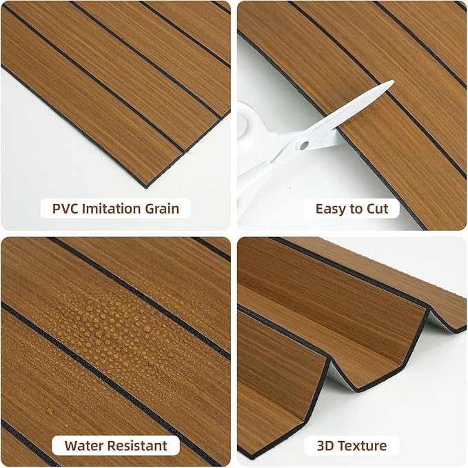 WADILE Peel and Stick Wood Slat Wall Panels 12x12in PVC 30 Pack | Decorative wall panels, self adhesive, living room, bedroom, accent wall, not real wood - Image 5