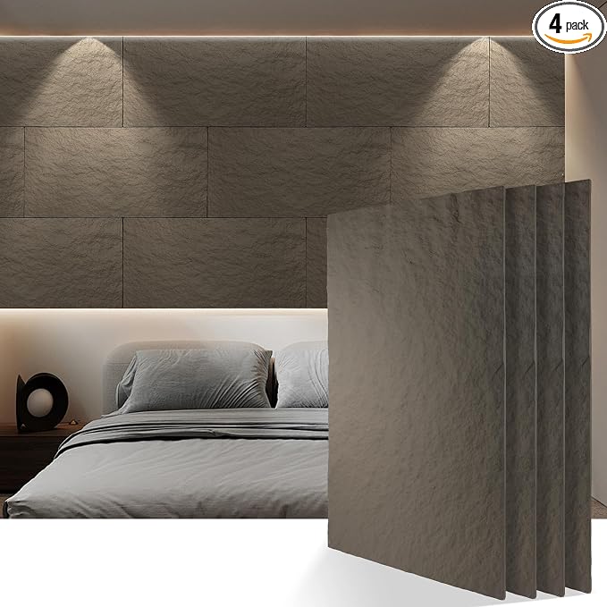 3D Faux Stone PU Wall Panels for Interior Decor, 4 Pieces, Grey | Cement Texture Accent Wainscoting Panel for Home, Office, 47.2" × 23.6" by KASARO
